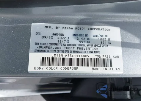 2014 Mazda Mazda3 S Grand Touring из США, поврежденный, VIN JM1BM1M33E1114809